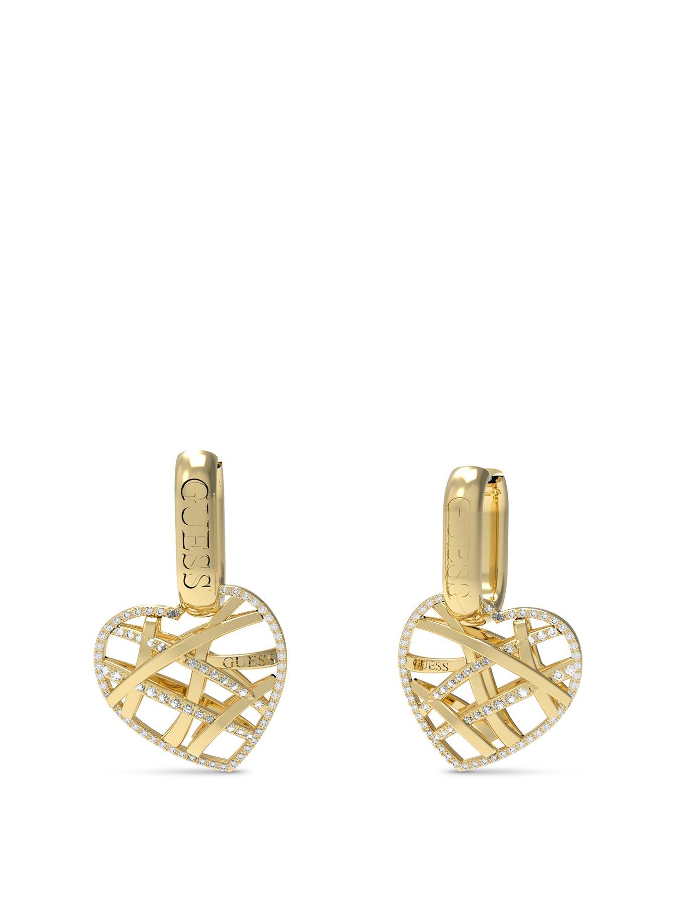 Product photograph of Guess Heart Cage Earrings from very.co.uk