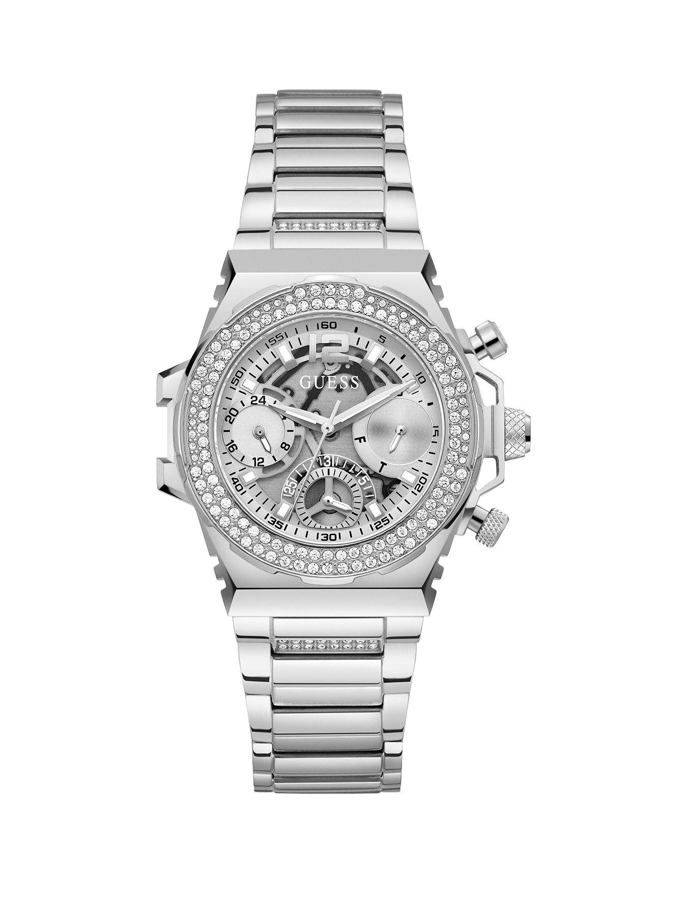 Silver diamond sales watch womens