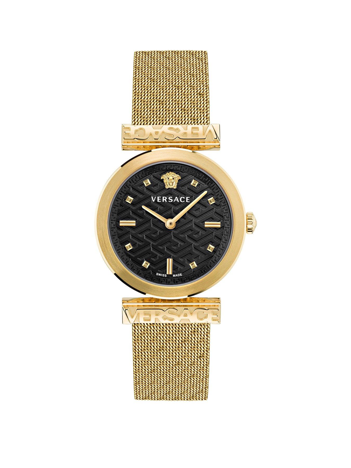 Product photograph of Versace Regalia Gold Watch from very.co.uk