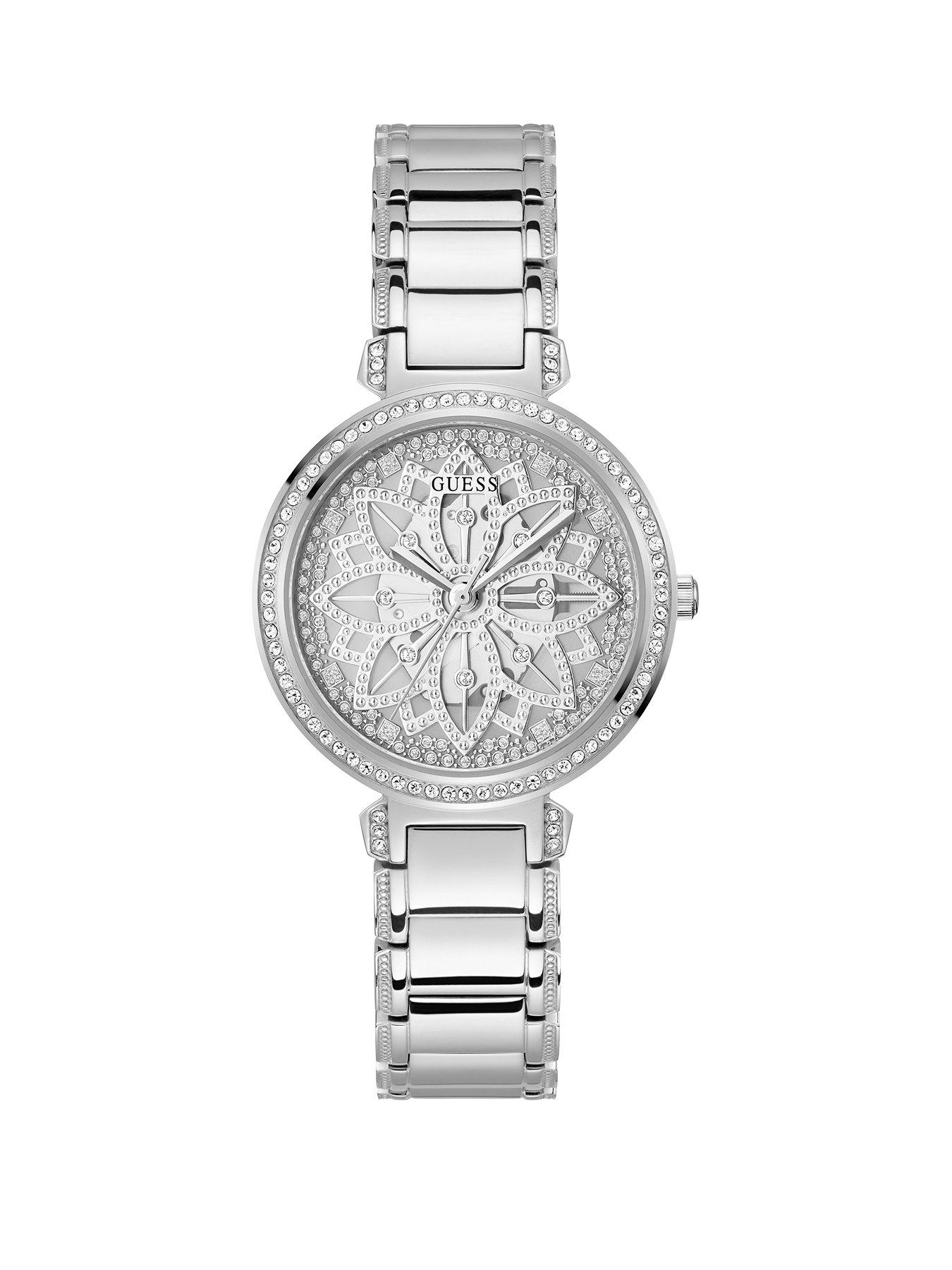 Product photograph of Guess Lily Watch - Silver from very.co.uk