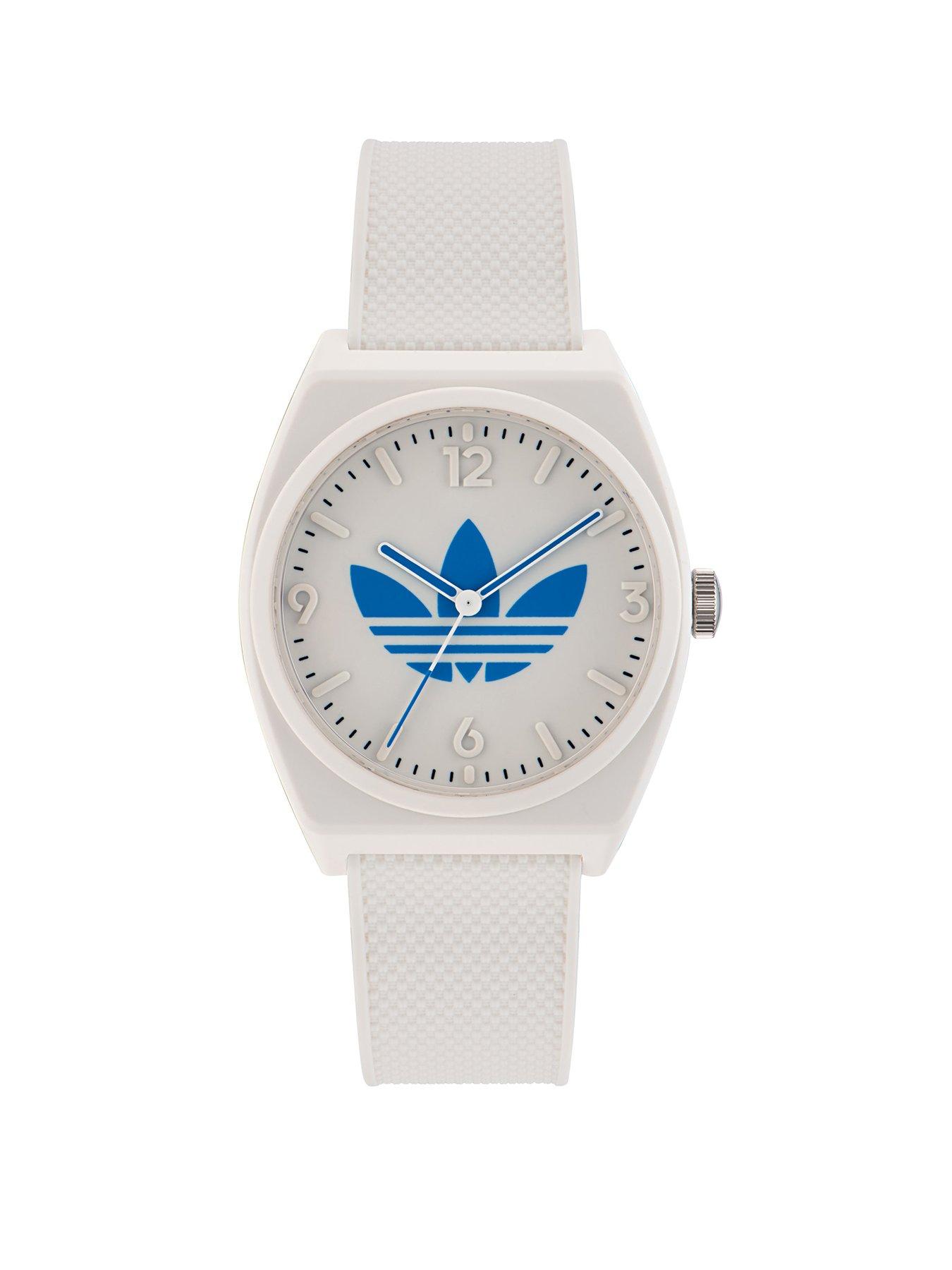 Product photograph of Adidas Unisex Project Two White Watch from very.co.uk