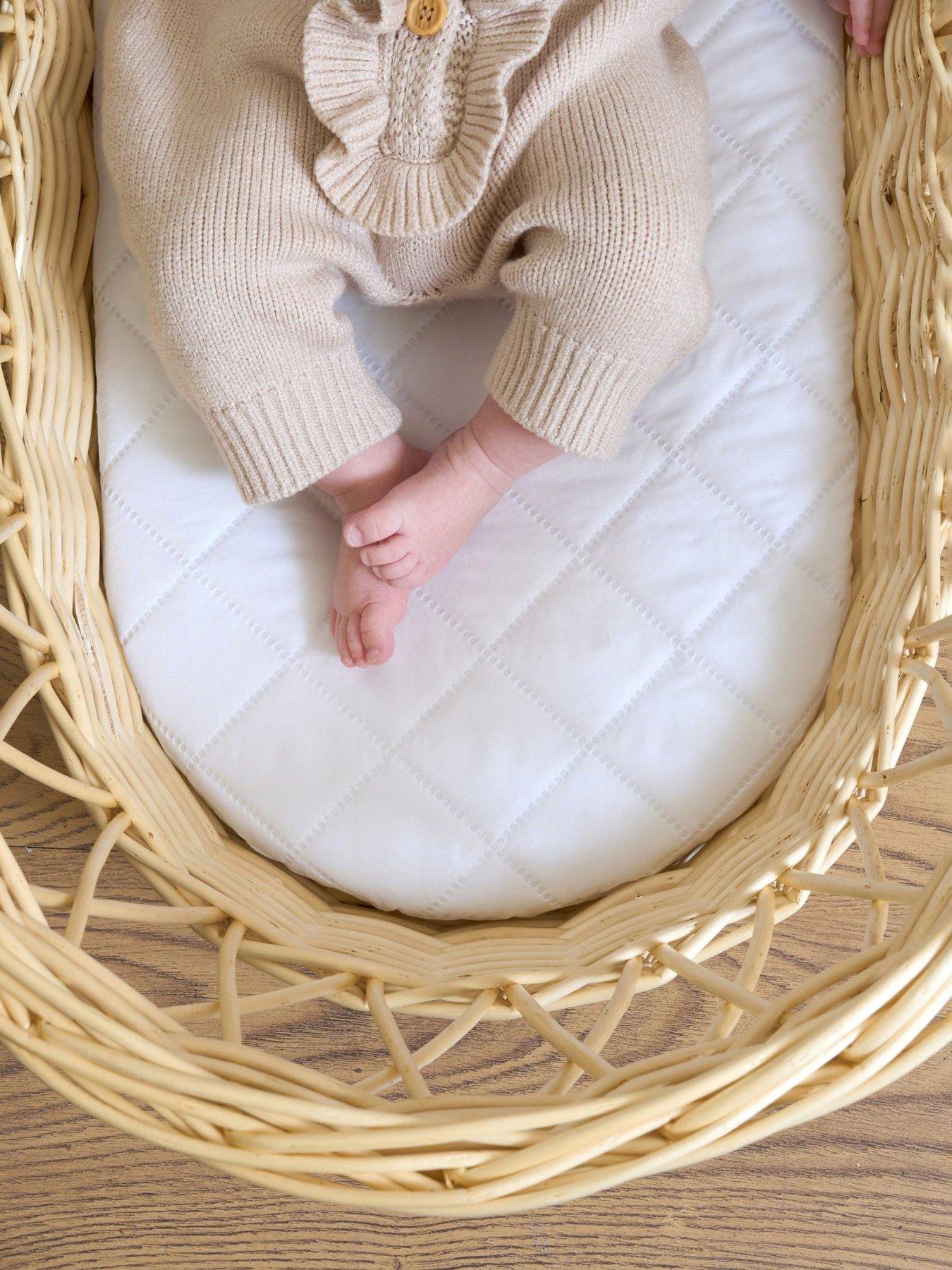 Clair De Lune Quilted Microfibre Wicker Moses Basket Mattress