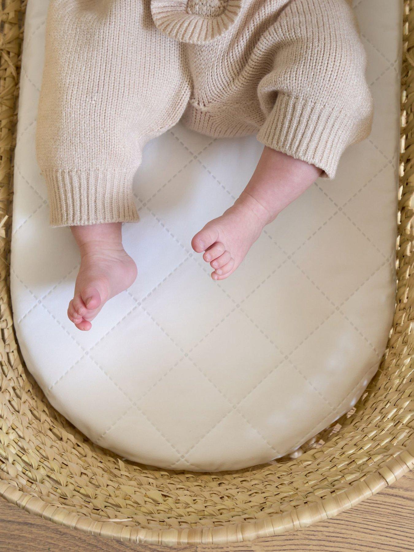 Product photograph of Clair De Lune Quilted Microfibre Palm Moses Basket Mattress from very.co.uk