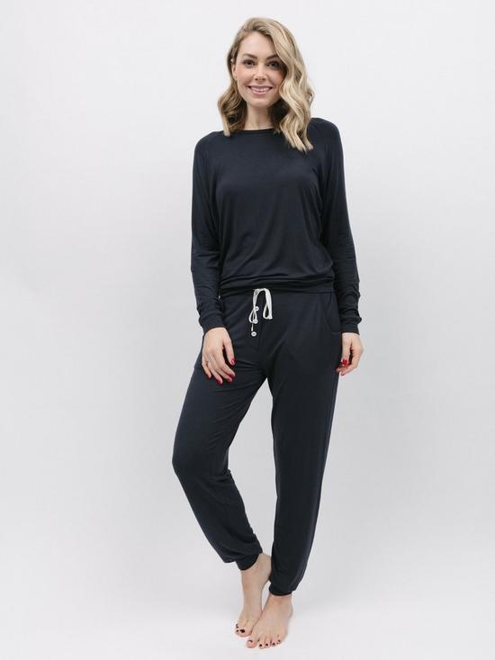 front image of cyberjammies-charcoal-knit-slouch-lounge-set