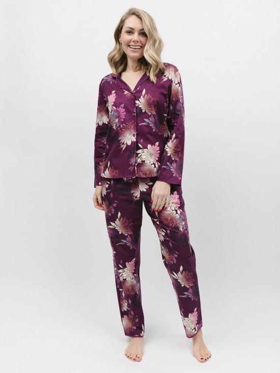 front image of cyberjammies-dk-magenta-floral-print-pyjama-set