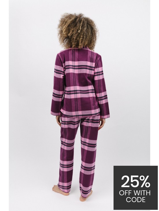 stillFront image of cyberjammies-dk-magenta-check-cosy-pyjama-set