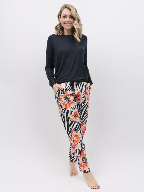 cyberjammies-charcoal-animalfloral-print-pant-slouch-knit-top