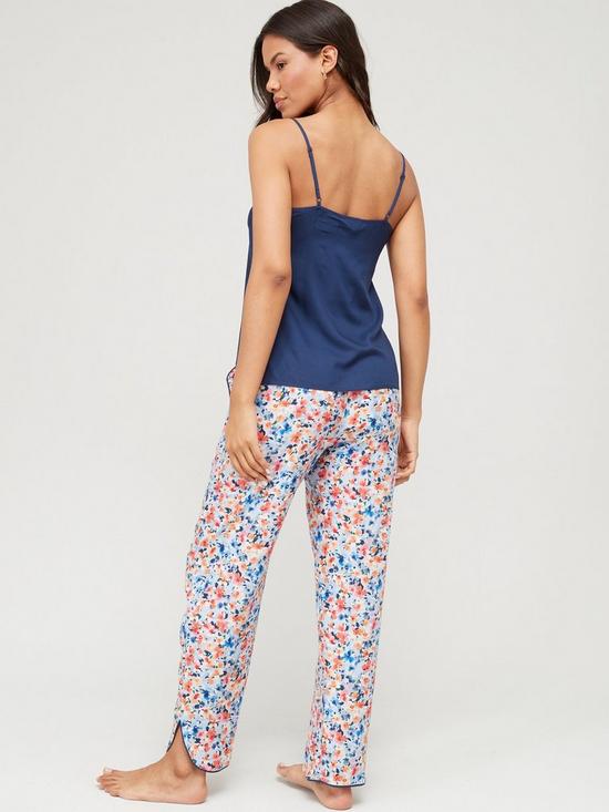 stillFront image of cyberjammies-bea-ditsy-floral-print-pant-cami-set-blue