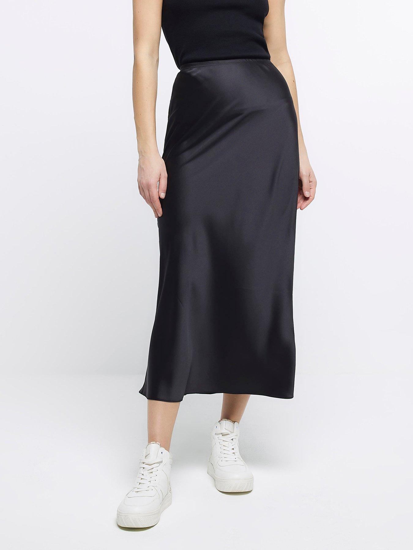 Black midi skirt river island online