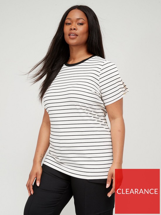 front image of v-by-very-curve-stripe-crew-neck-t-shirt--nbspwhite
