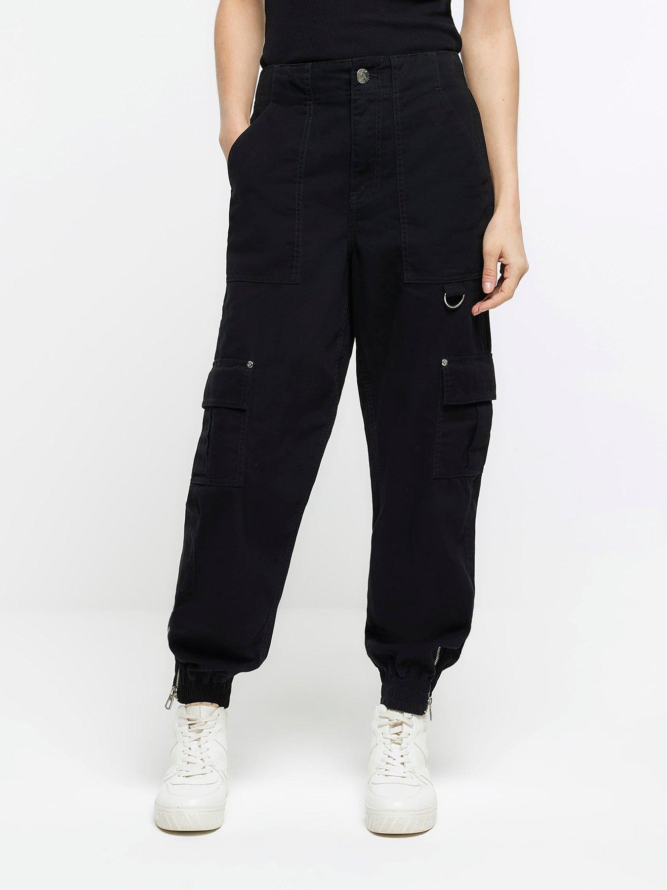 Black Zip Cuff Cargo Trouser - Black