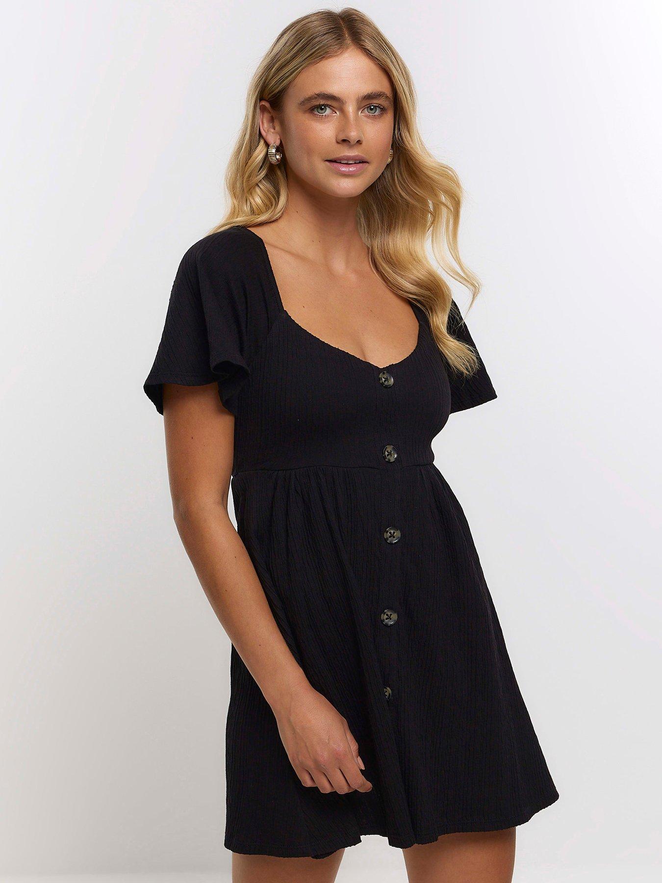 Black button shop tea dress