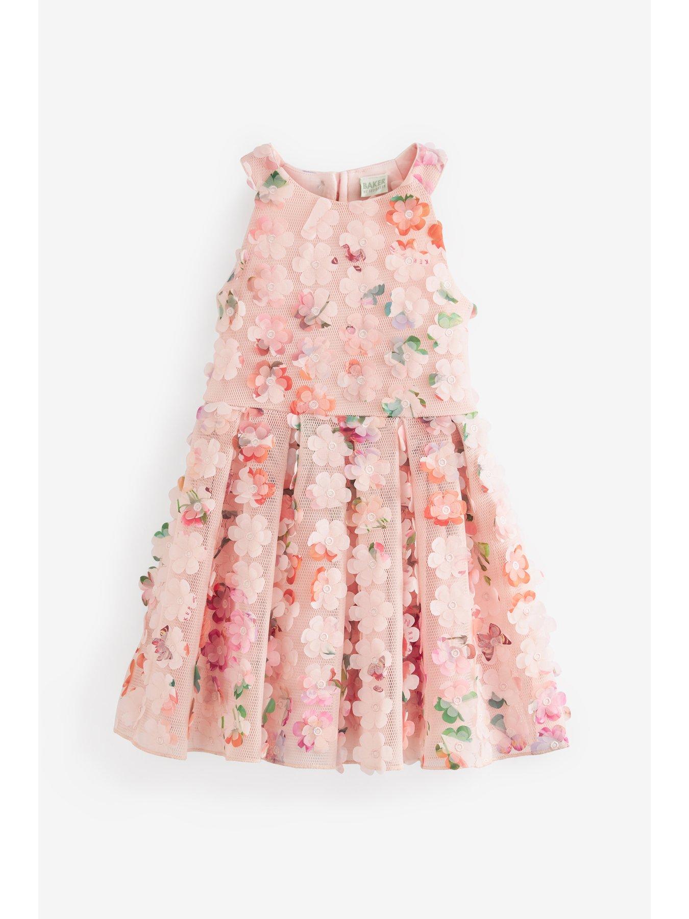 Ted Baker Baker By Ted Baker Older Girls 3d Flower Scuba Dress Pink Very