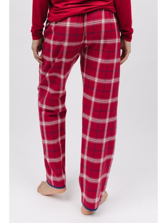stillFront image of cyberjammies-red-check-cosy-pyjama-pant