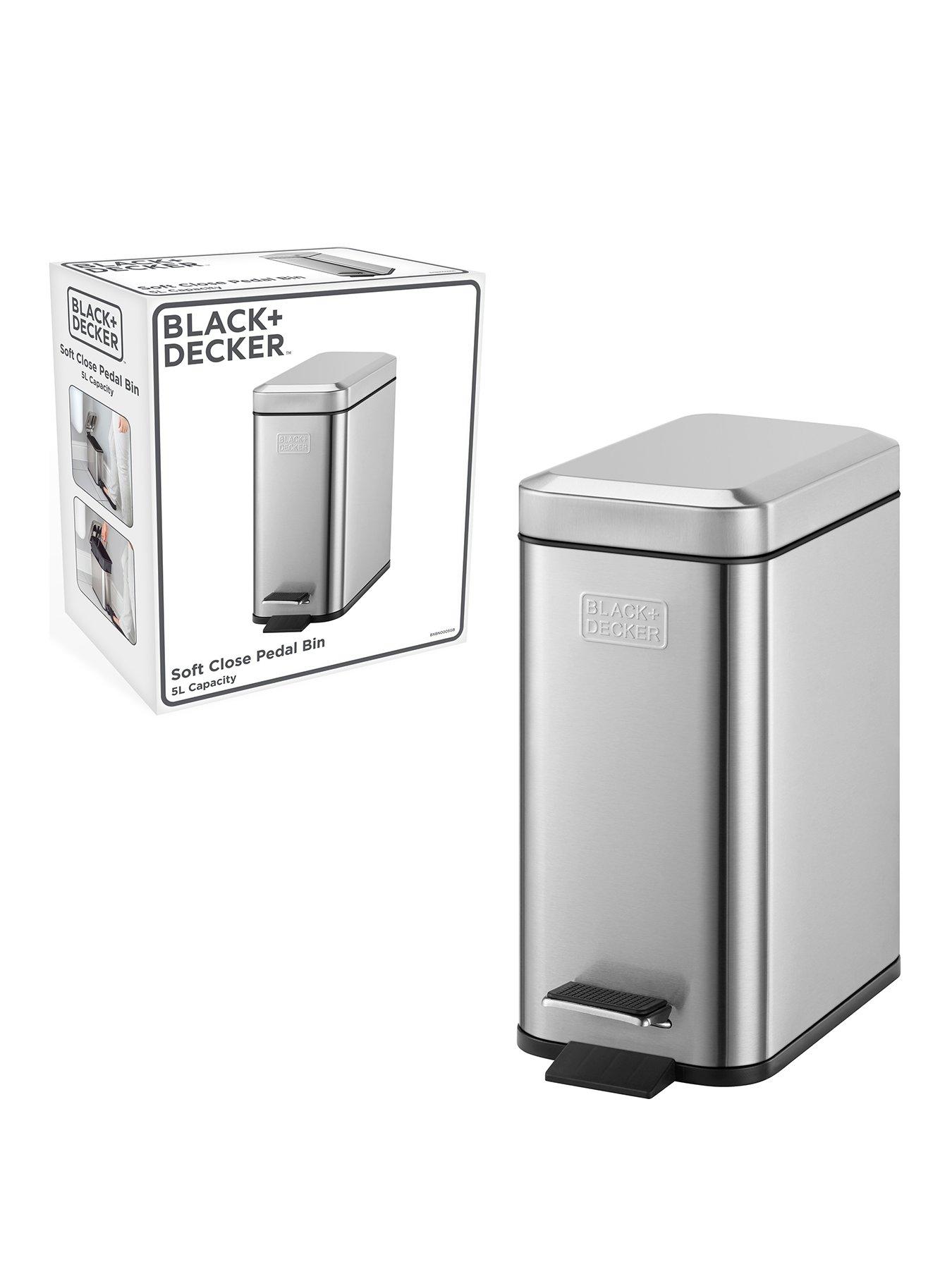 Product photograph of Black Decker 5l Slimline Soft Close Pedal Bin from very.co.uk