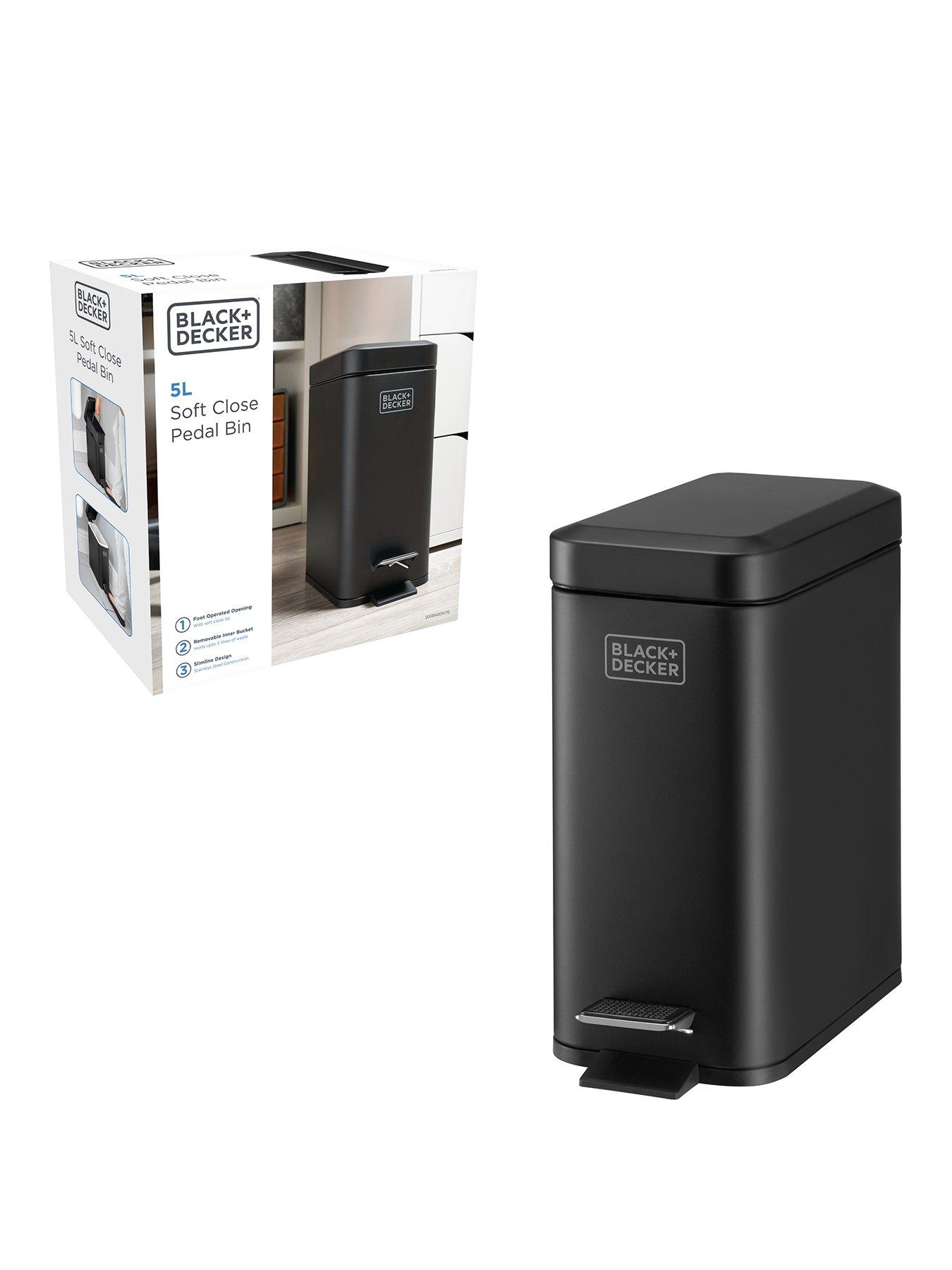 Product photograph of Black Decker 5l Slimline Soft Close Pedal Bin from very.co.uk