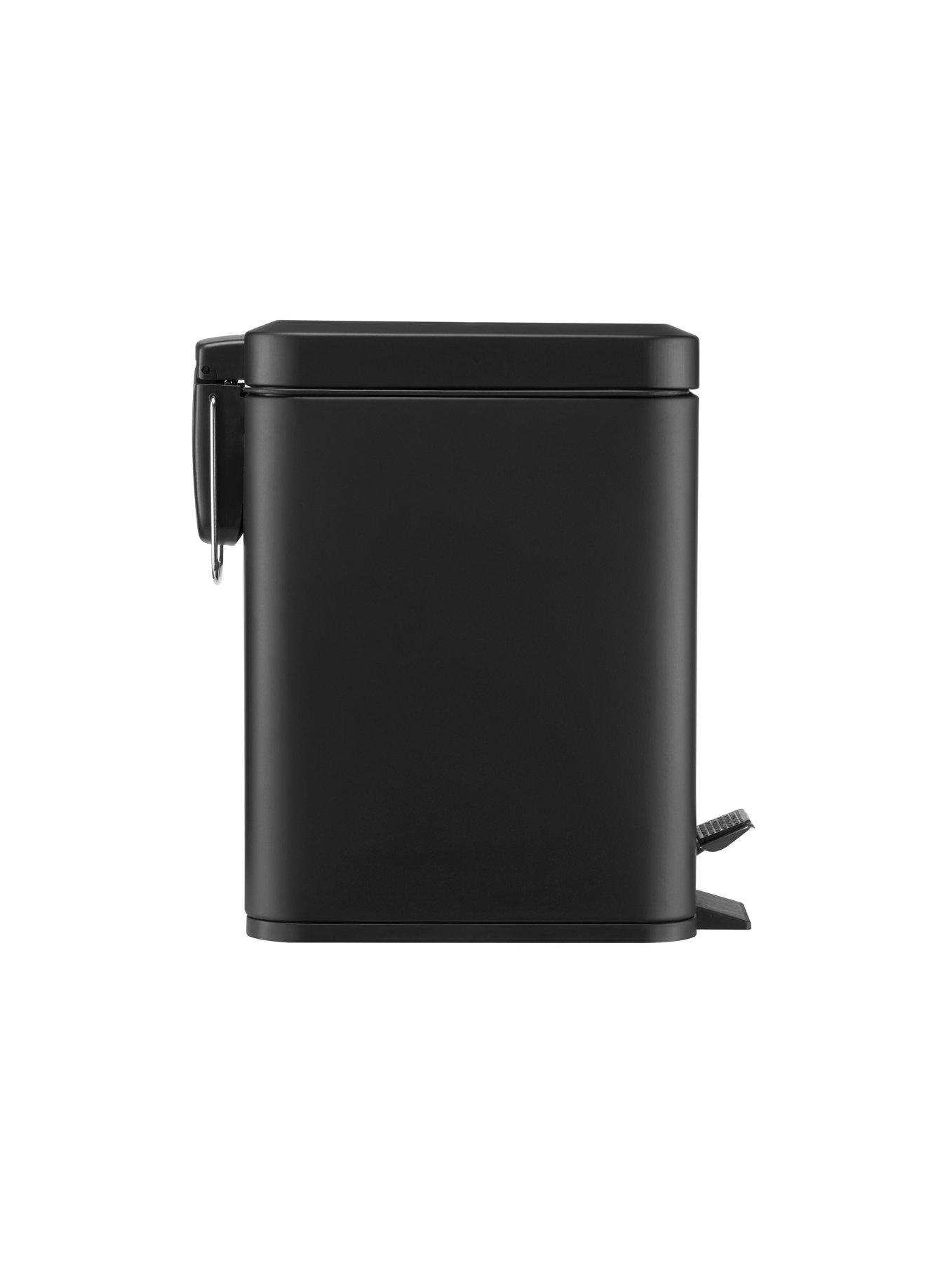 BLACK DECKER BXBN0005GB 5L metallic grijze pedaalemmer met softclose deksel, roestvrij staal, 30cm x 14cm x 29cm
