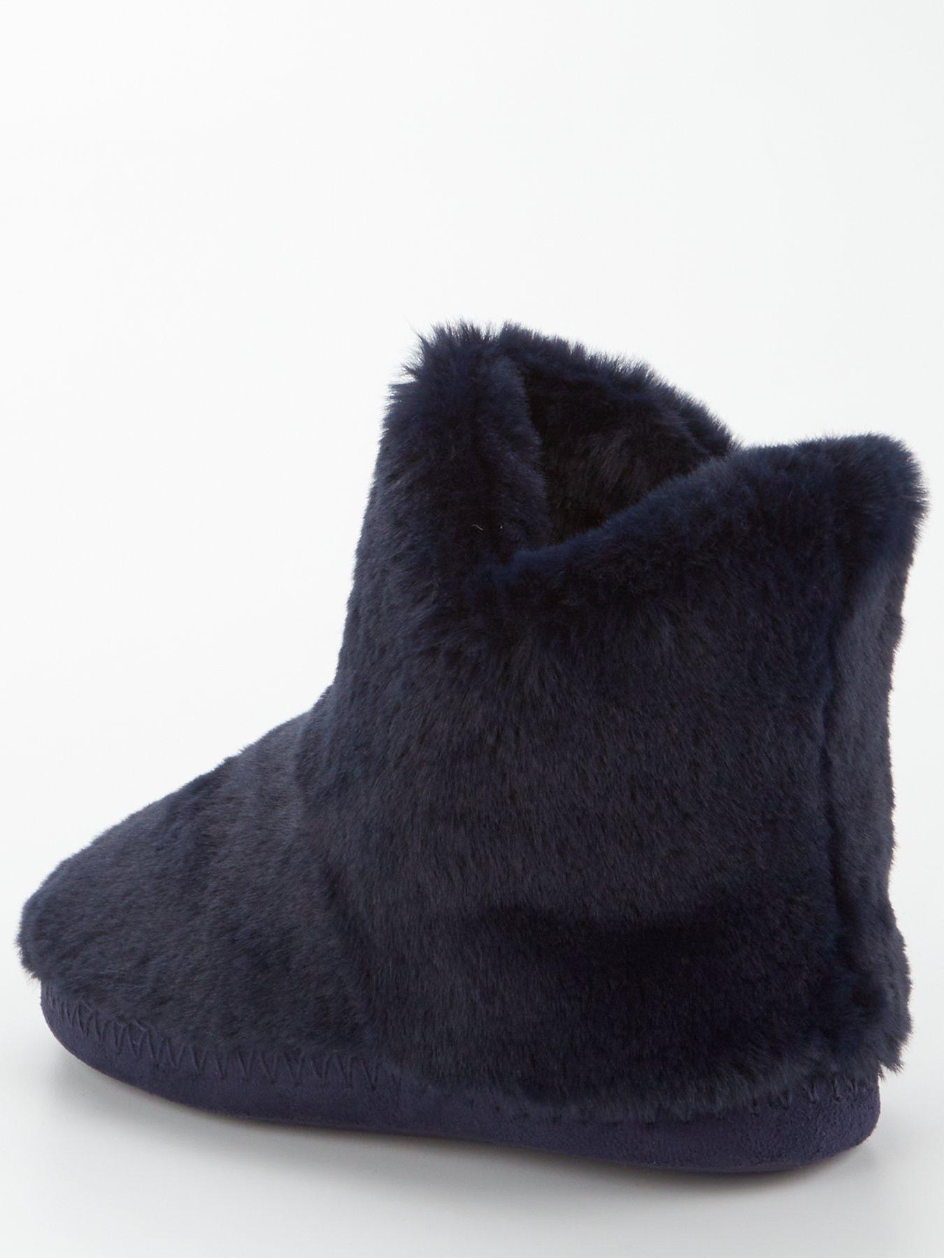 Everyday Boys Fluffy Slipper Boot Navy very