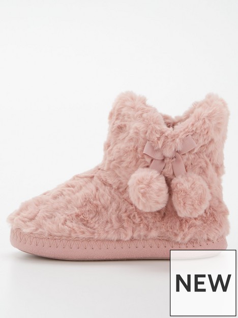 everyday-girls-fluffy-slipper-boot-with-poms-pink