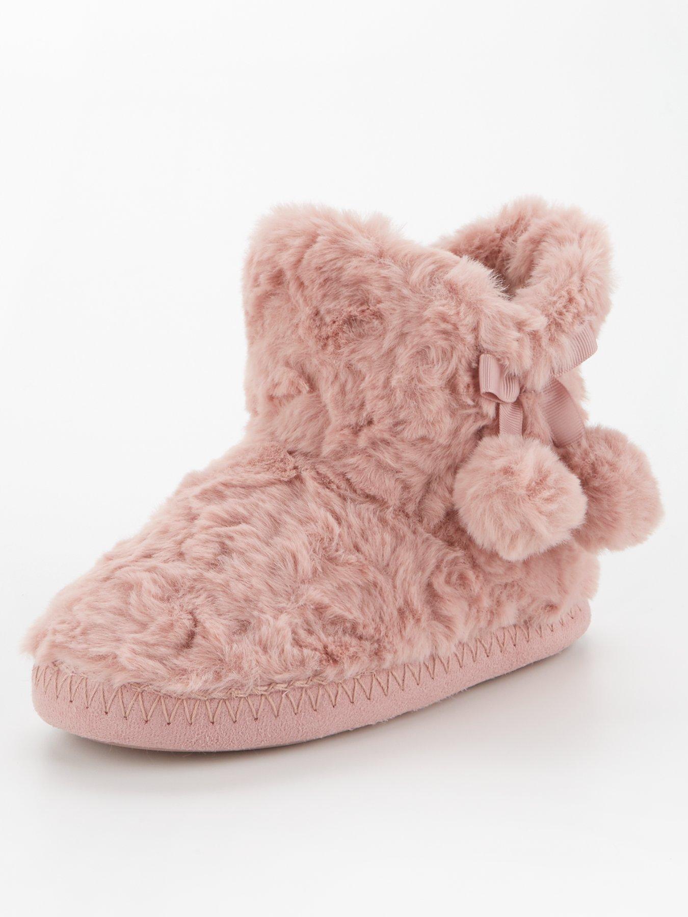 Pink fluffy hotsell slipper boots