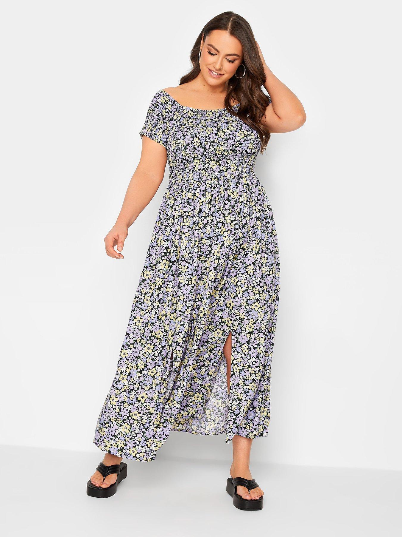 Shirred bardot 2025 maxi dress