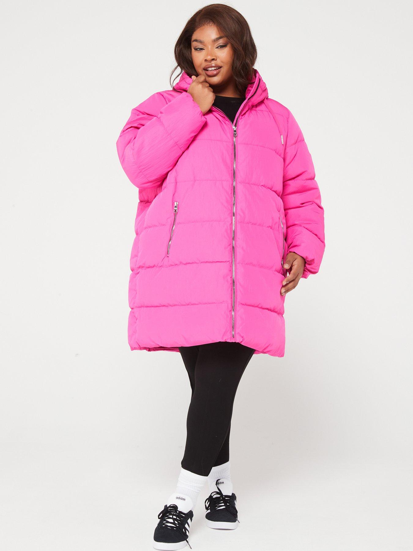 Pink puffer jacket plus on sale size