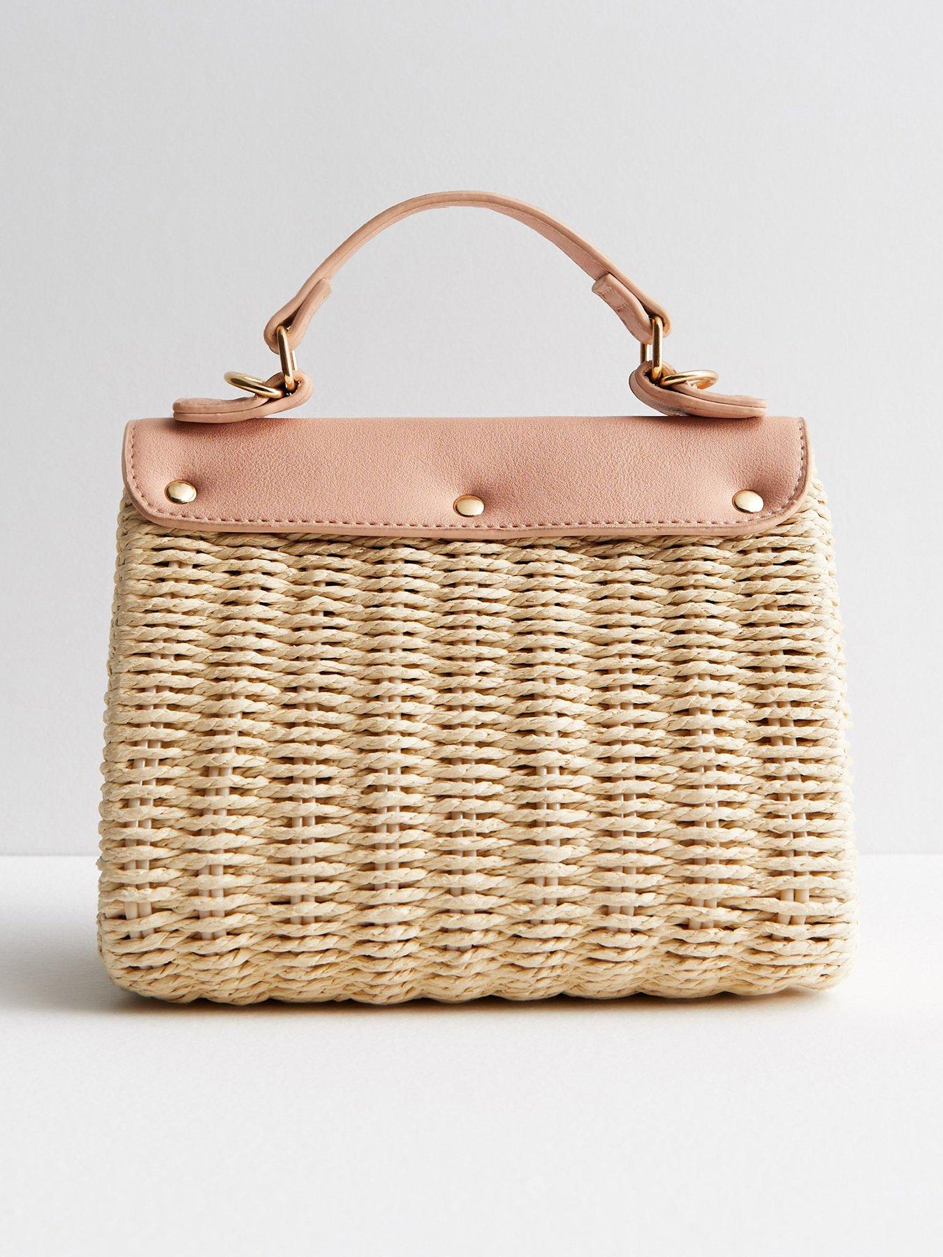 Stone Straw Effect Cross Body Bag