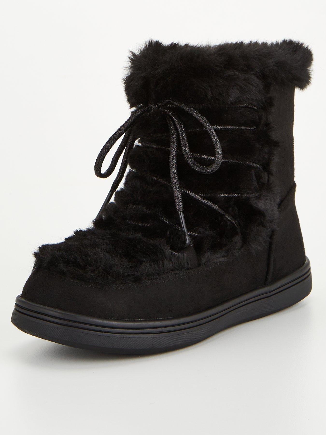 Girls black shop fur boots