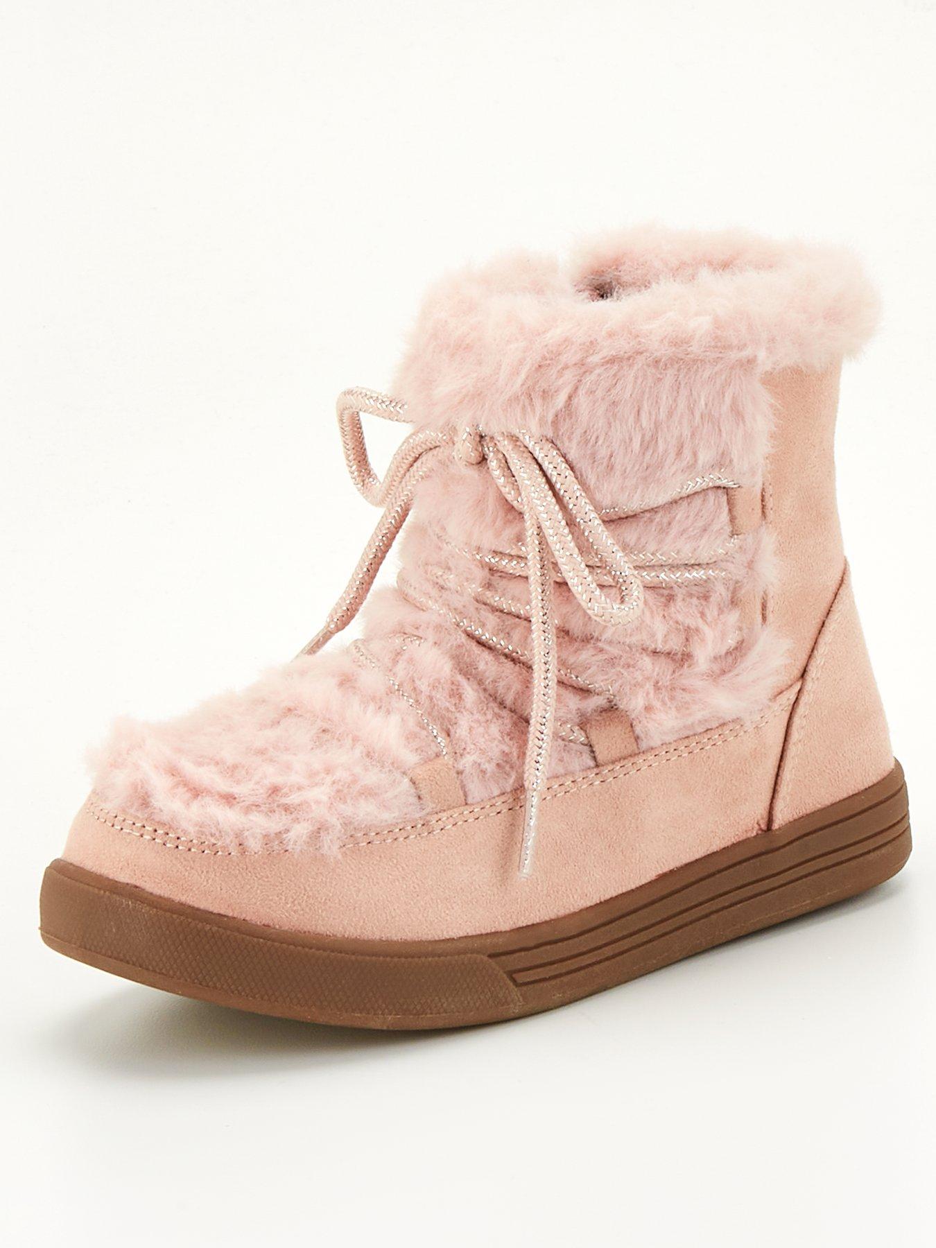 V by Very Girls Faux Fur Boot Pink Very