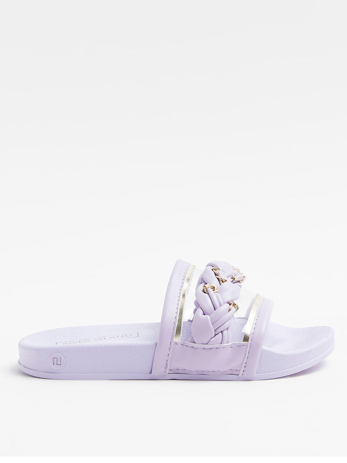 Girls Chain Plait Sliders Light Purple