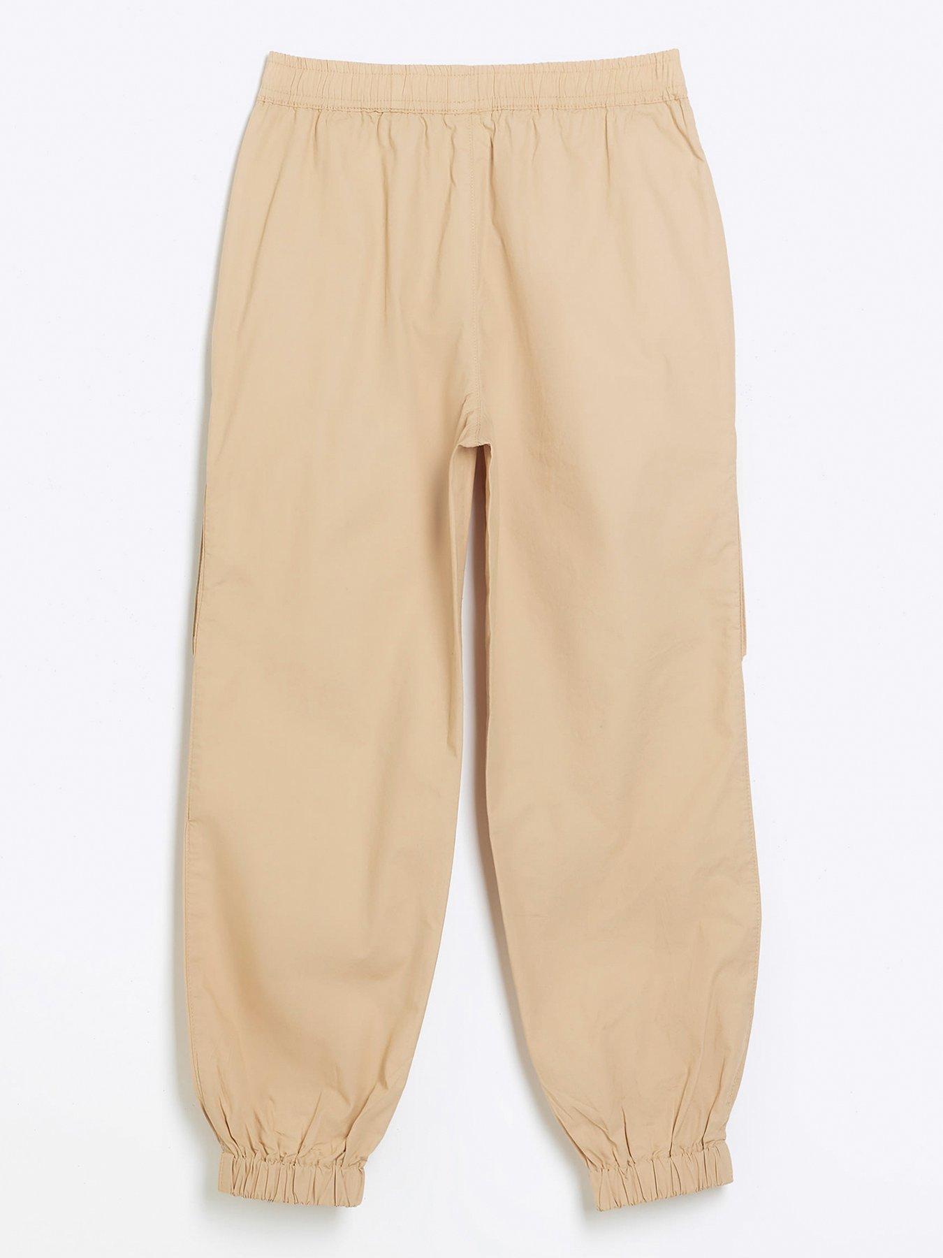 River Island Girls Pull On Cargo Trousers - Dark Beige | Very.co.uk