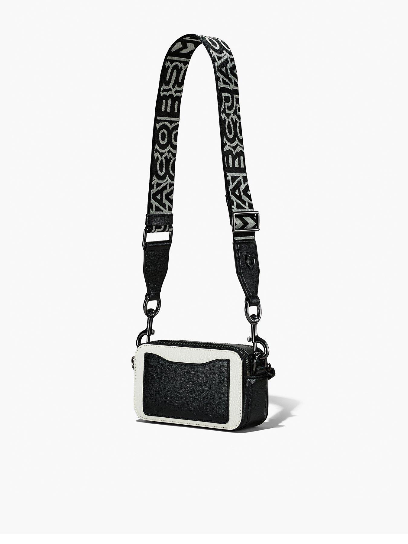 marc jacobs the bi-color snapshot white black crossbody bag