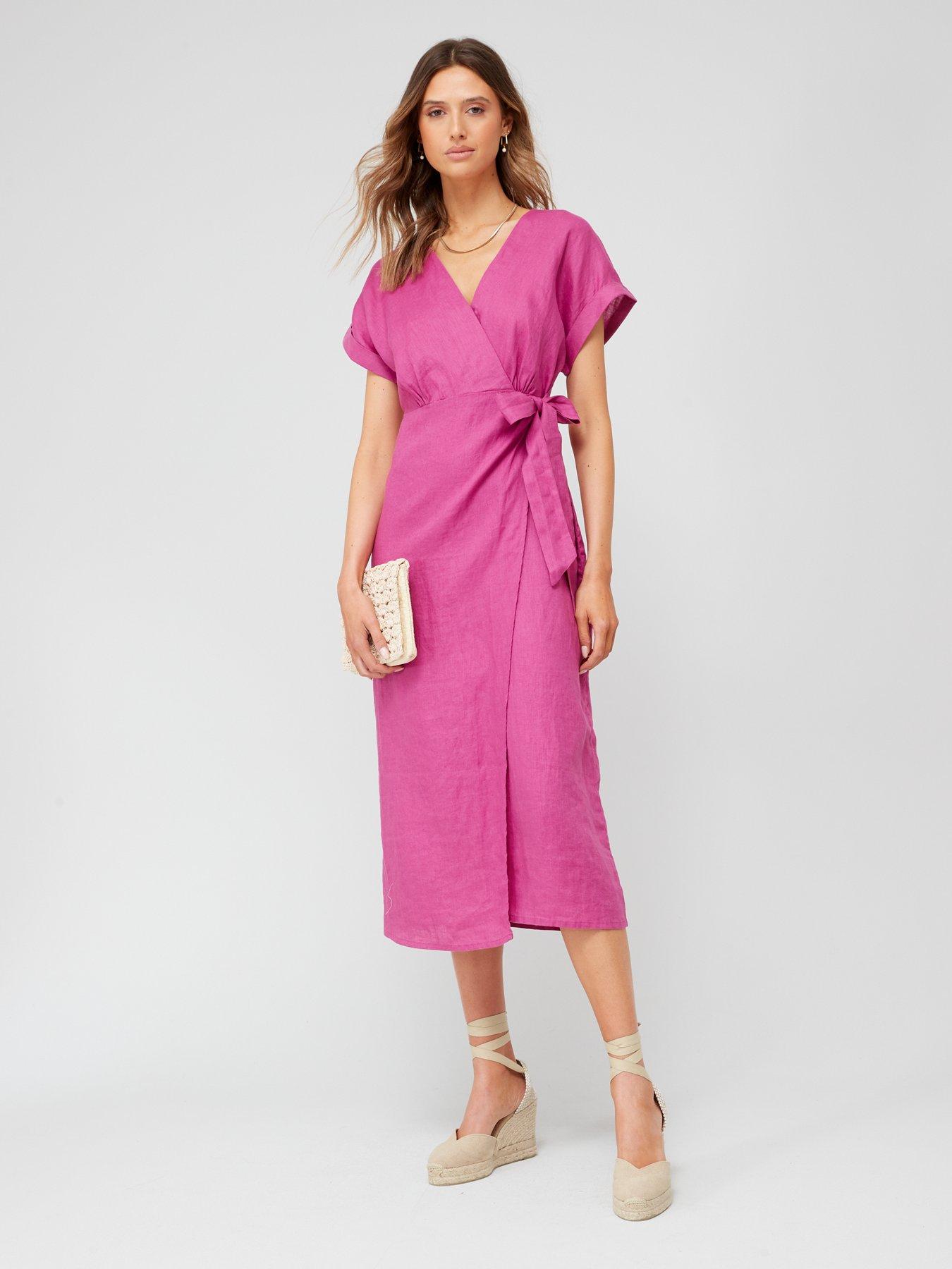 Mango Linen Wrap Dress | very.co.uk