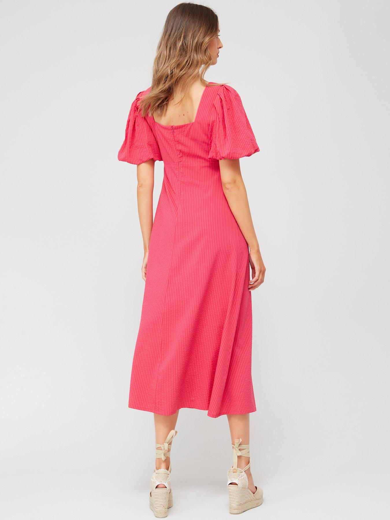 Mango Puff Sleeve Knot Detail Dress | very.co.uk