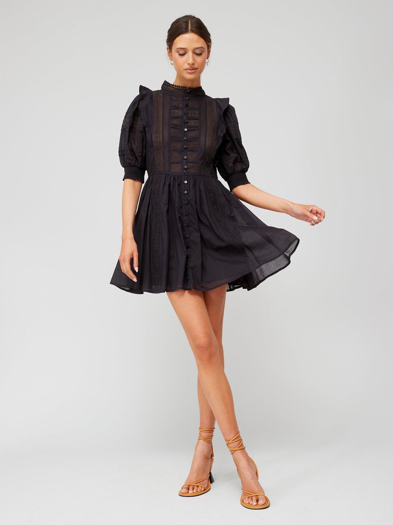 Mango High Neck Puff Sleeve Dress