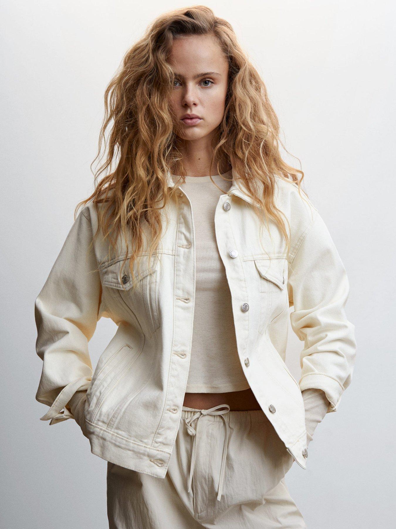 White denim oversized sales jacket