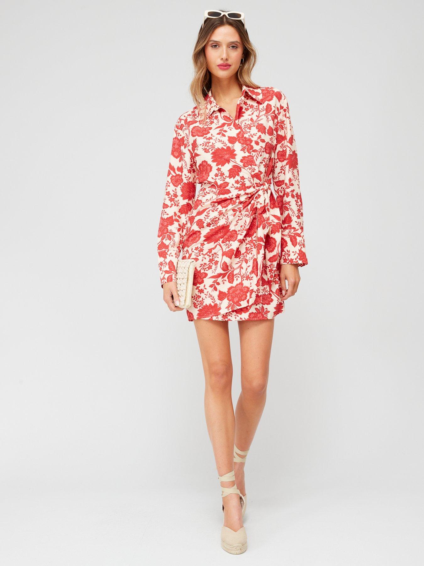 Floral Collar Wrap Dress