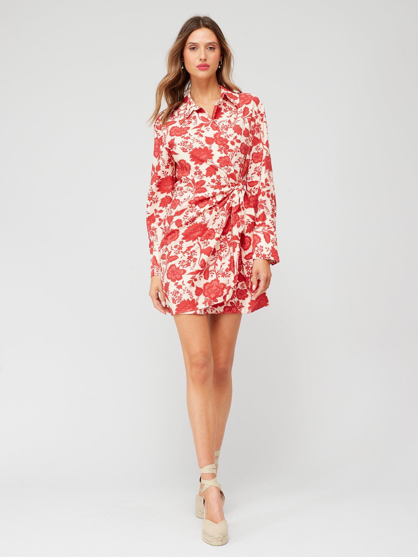 Mango red shop floral dress