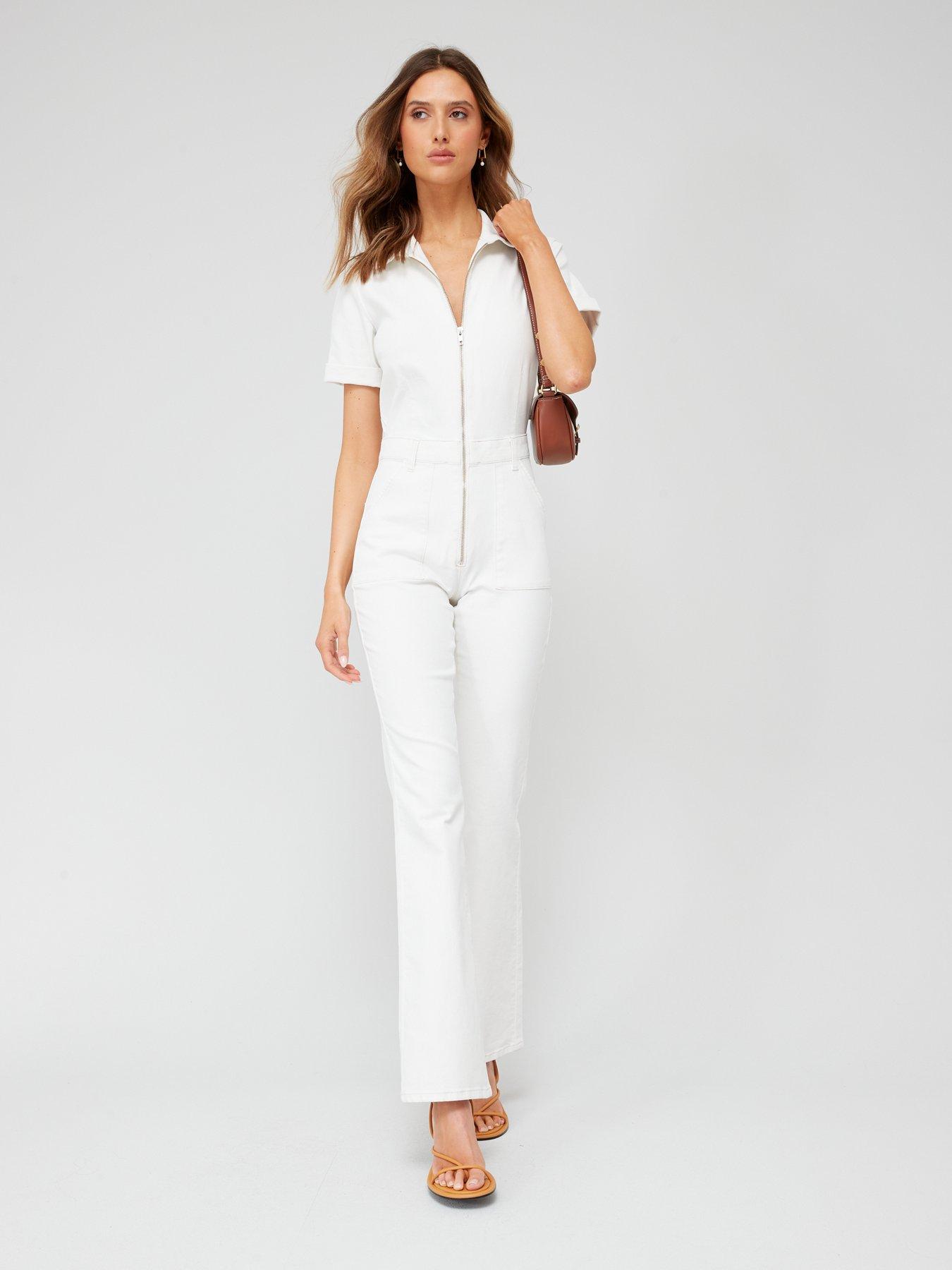 New Look Khaki Cotton Button Front Jumpsuit