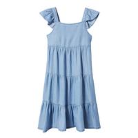 Mango Girls Chambray Tiered Sleeveless Midi Dress - Blue | very.co.uk
