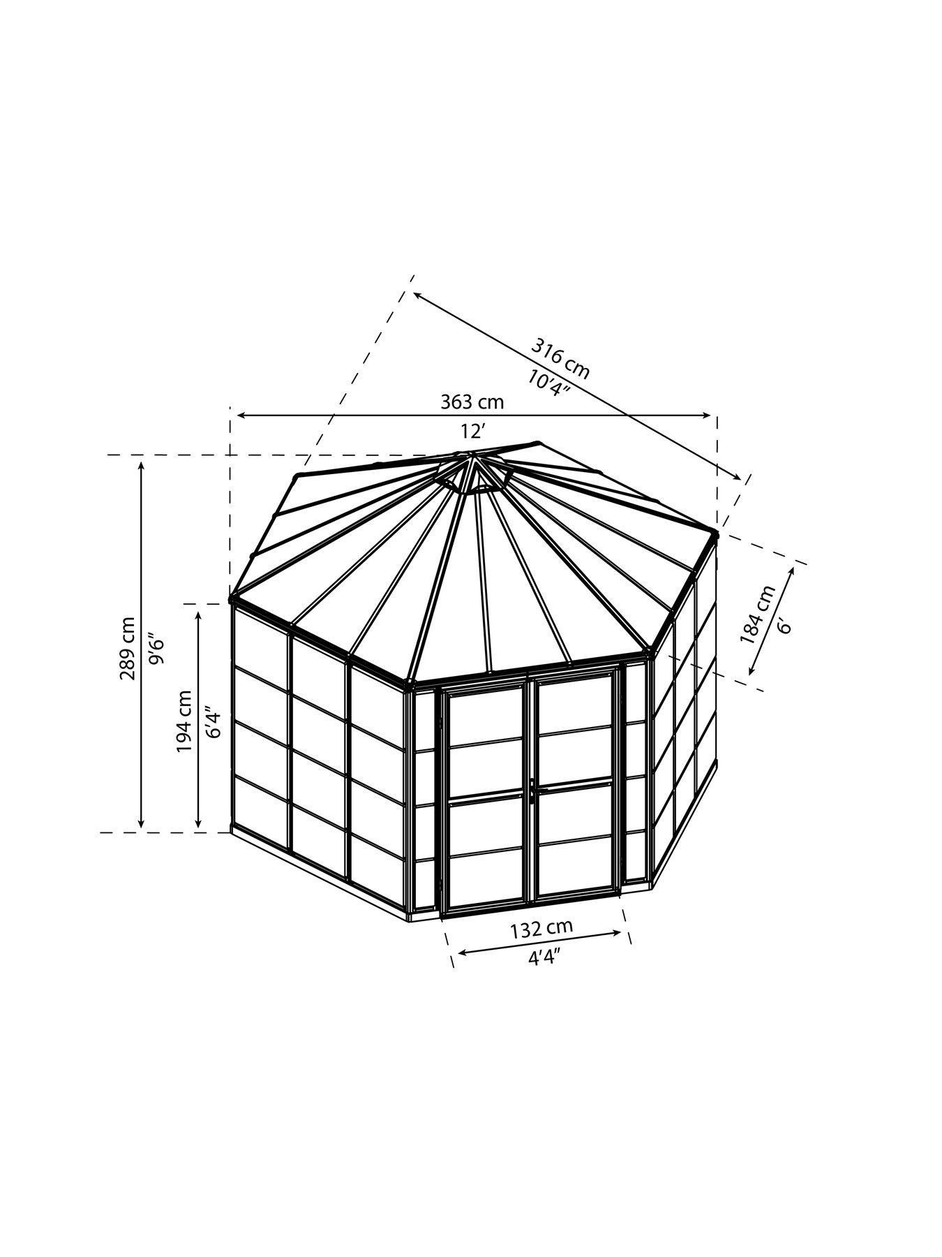 Image 5 of 5 of Canopia by Palram Oasis Hexagonal&nbsp;Greenhouse&nbsp;12ft - Grey
