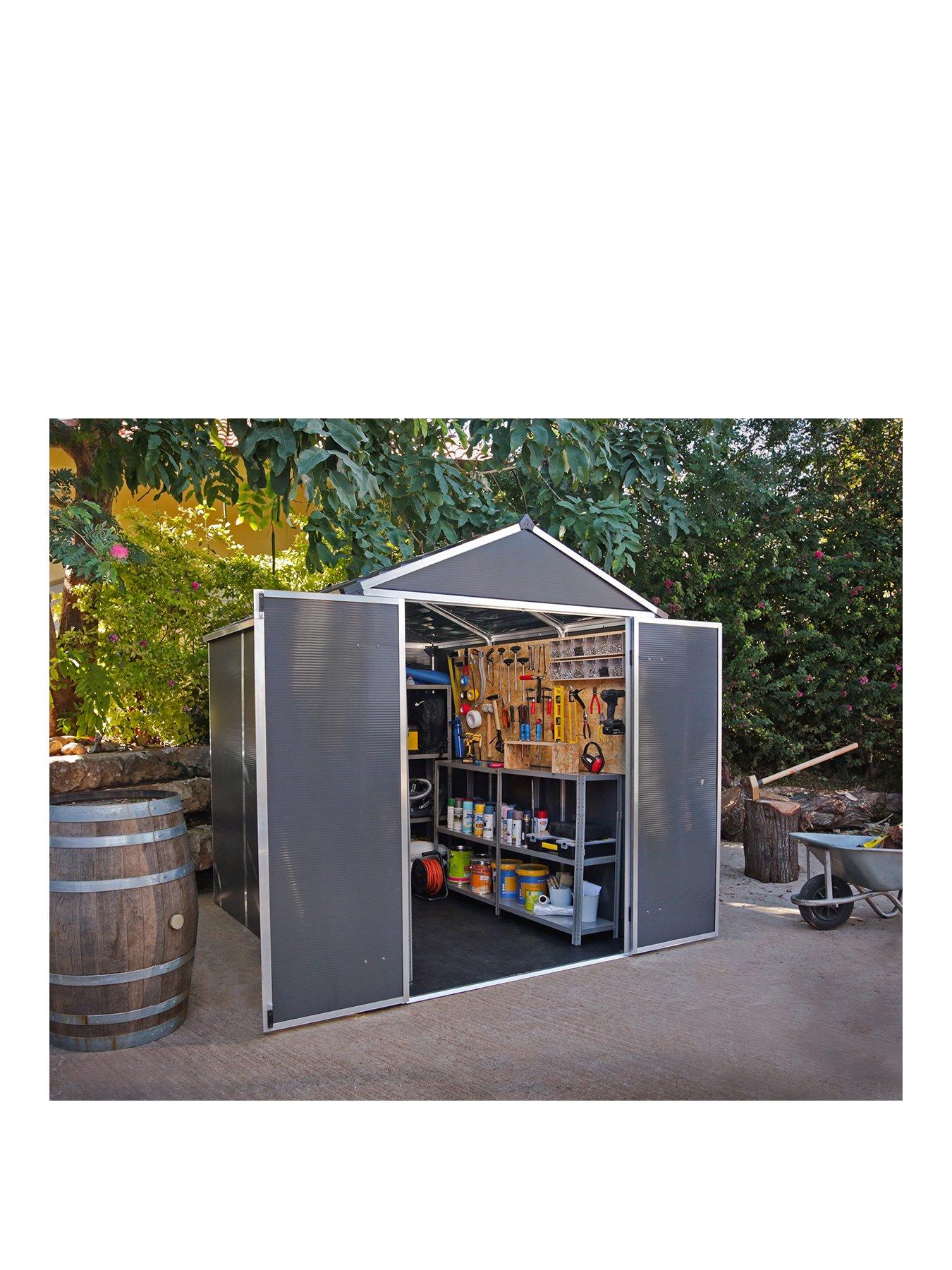 Product photograph of Canopia By Palram Rubicon Shed 6 X 8ft - Dark Grey from very.co.uk