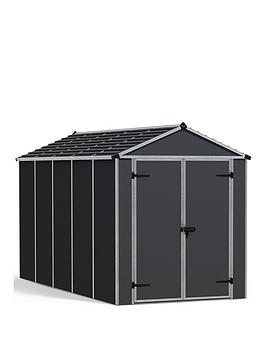 Product photograph of Canopia By Palram Rubicon Shed 6x12ft - Dark Grey from very.co.uk