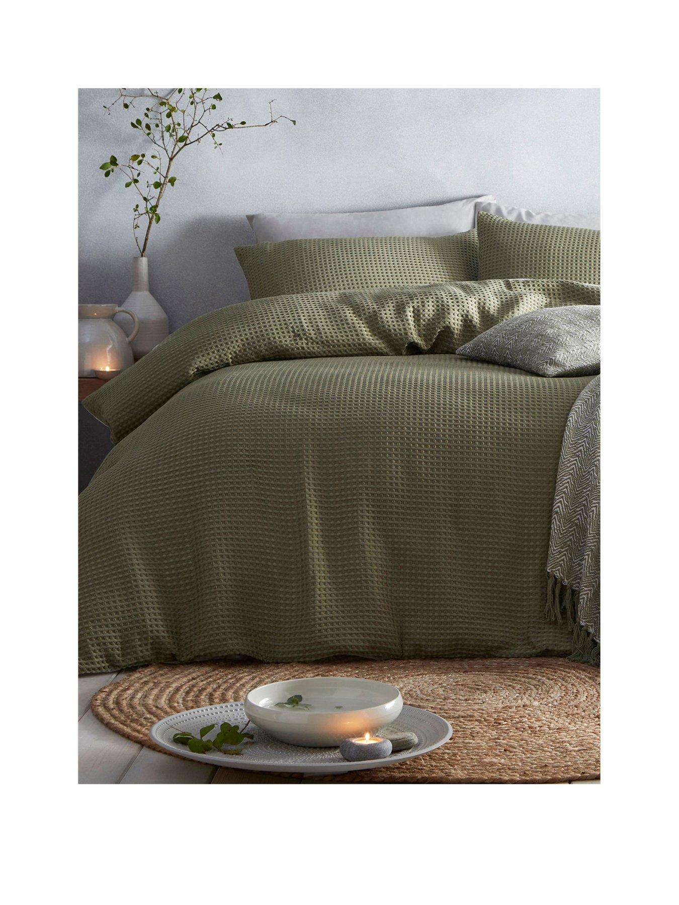 Product photograph of Appletree Loft Westport Waffle Duvet Cover Set - Khaki from very.co.uk