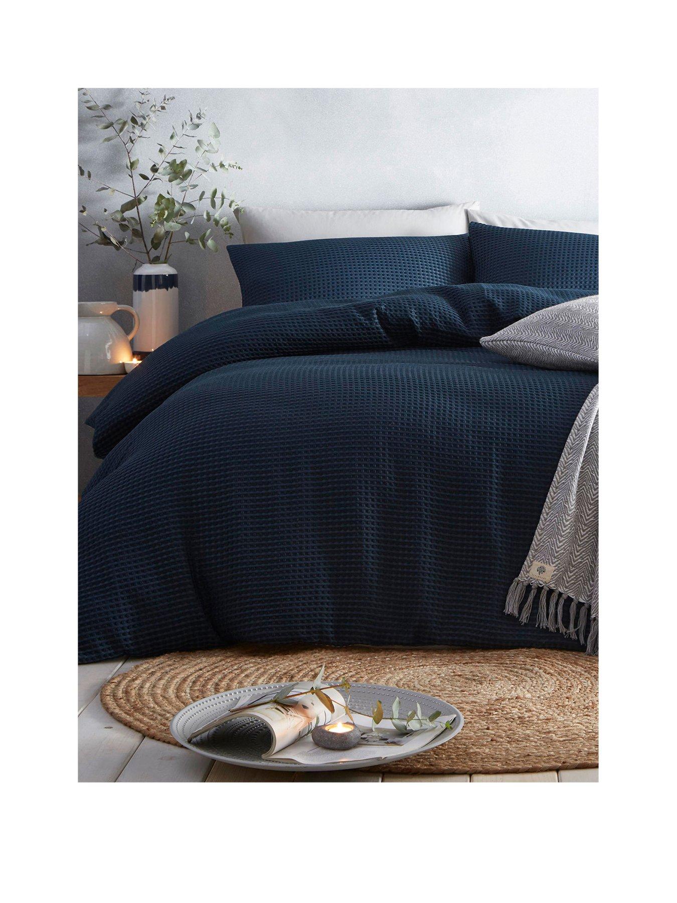 Product photograph of Appletree Loft Westport Waffle Duvet Cover Set - Ink from very.co.uk