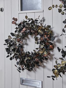 Product photograph of Heaven Sends Black And Copper Leaf Wreath from very.co.uk