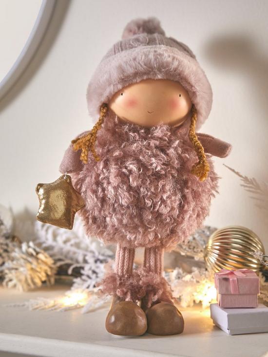 front image of heaven-sends-dusky-pink-girl-christmas-ornament