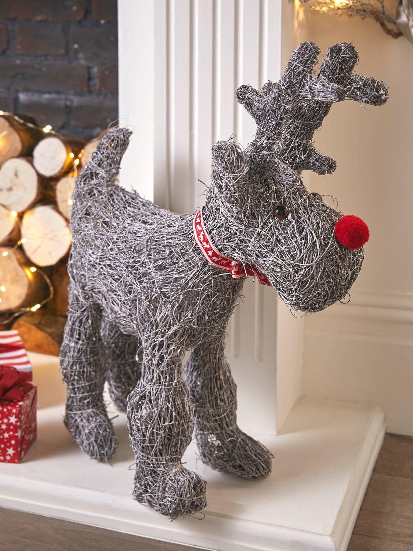 Product photograph of Heaven Sends Rattan Reindeer Christmas Decoration from very.co.uk