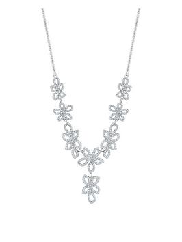 lipsy silver fine crystal floral y necklace