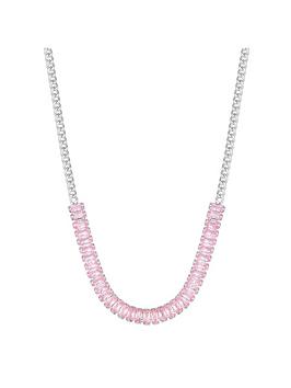 lipsy silver pink crystal baguette collar necklace